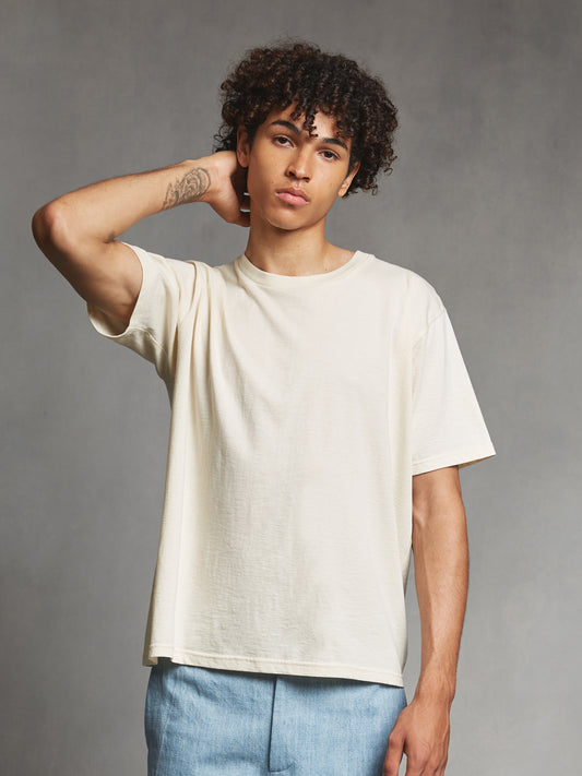 Cream Merino-Blend Boxy T-Shirt