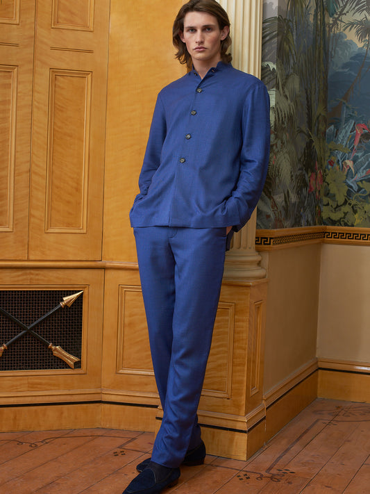 Indigo Bamboo Mandarin Suit