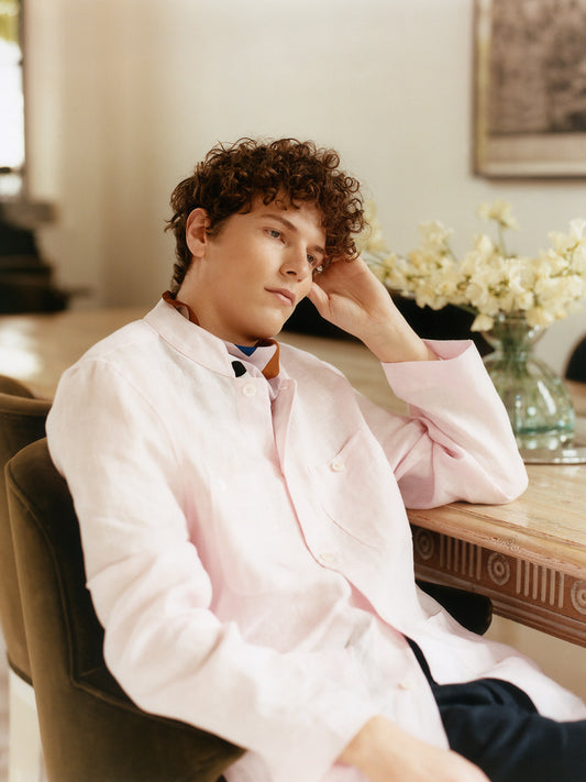 Pink Linen Patch Pocket Overshirt