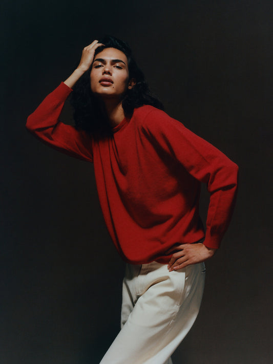 Red 100% Cashmere Crewneck Sweater