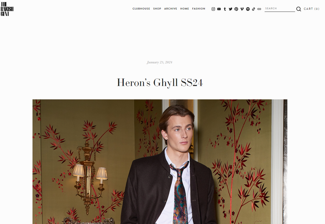 Screen grab from The Rakish Gent article featuring Heron's Ghyll.