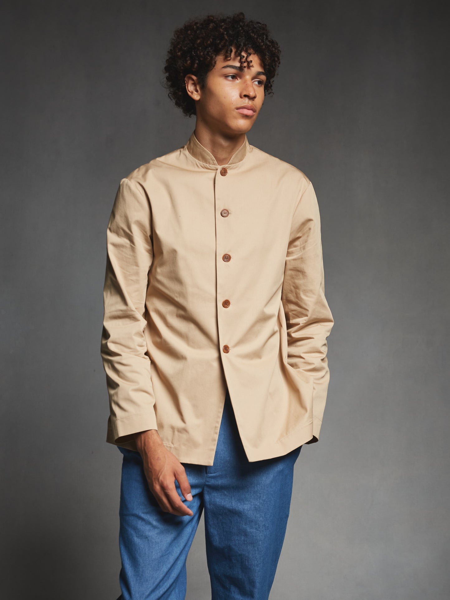 Khaki Cotton Nehru Jacket