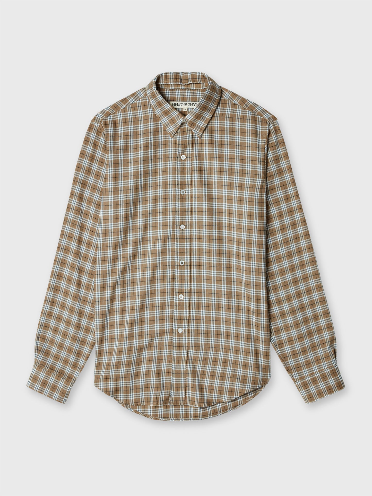 Brown Check Detachable Collar Shirt