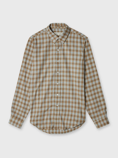 Brown Check Detachable Collar Shirt