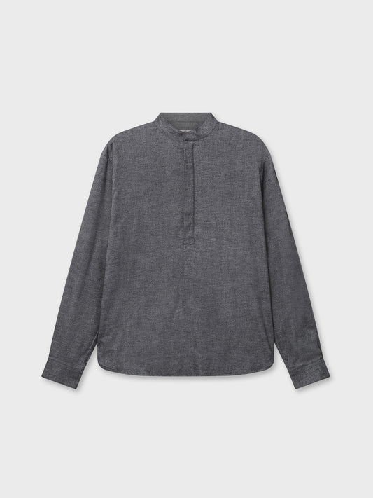 Grey Brushed Cotton Popover Shirt