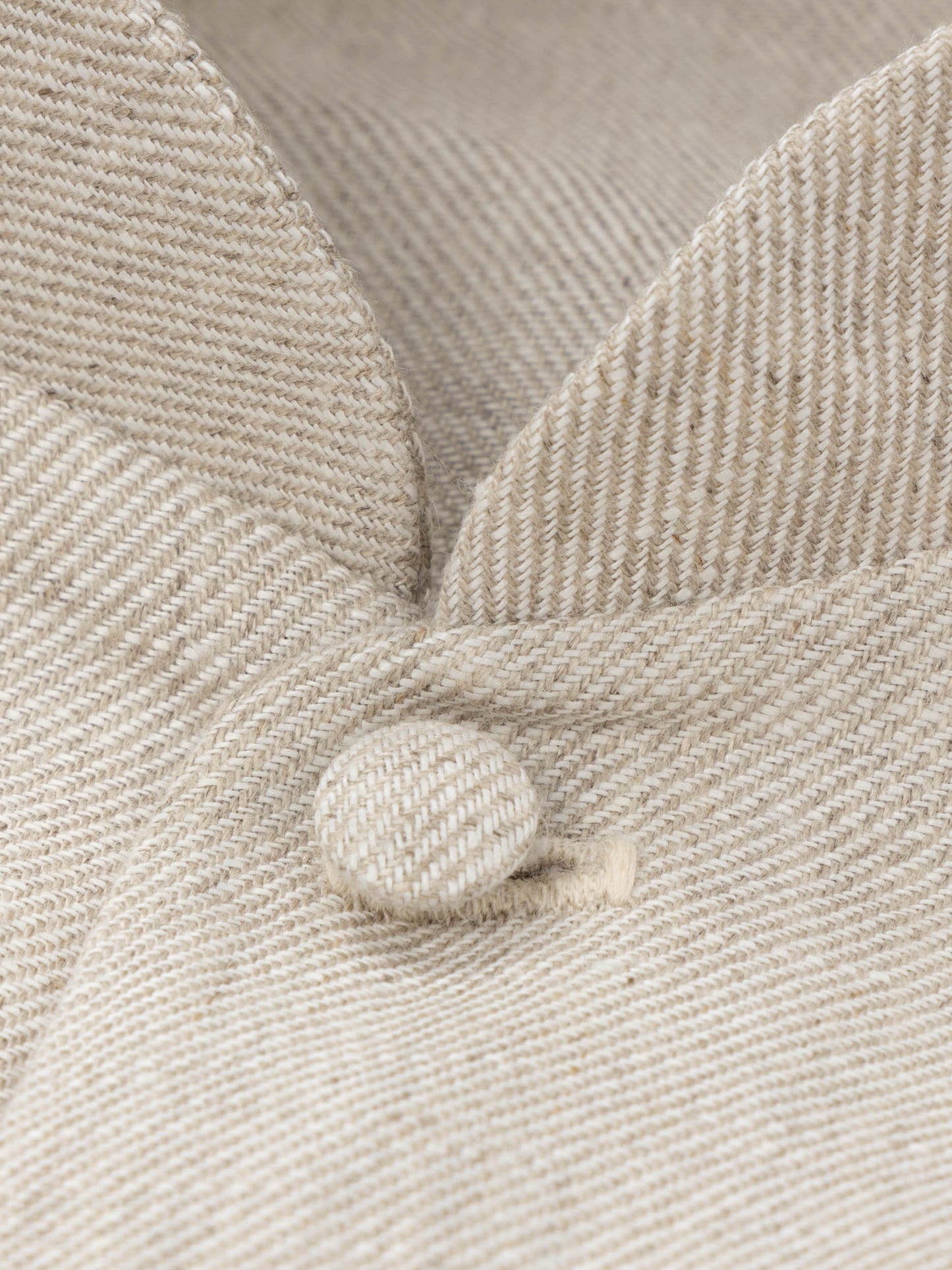 Beige Textured Linen Mandarin Suit