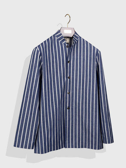 Navy and White Striped Nehru Jacket