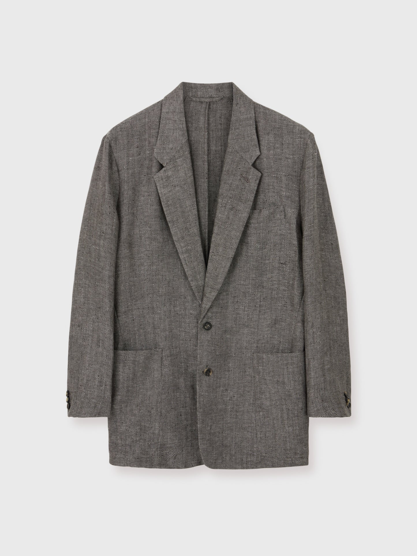 Black Avalon Silk-Linen Herringbone Blazer