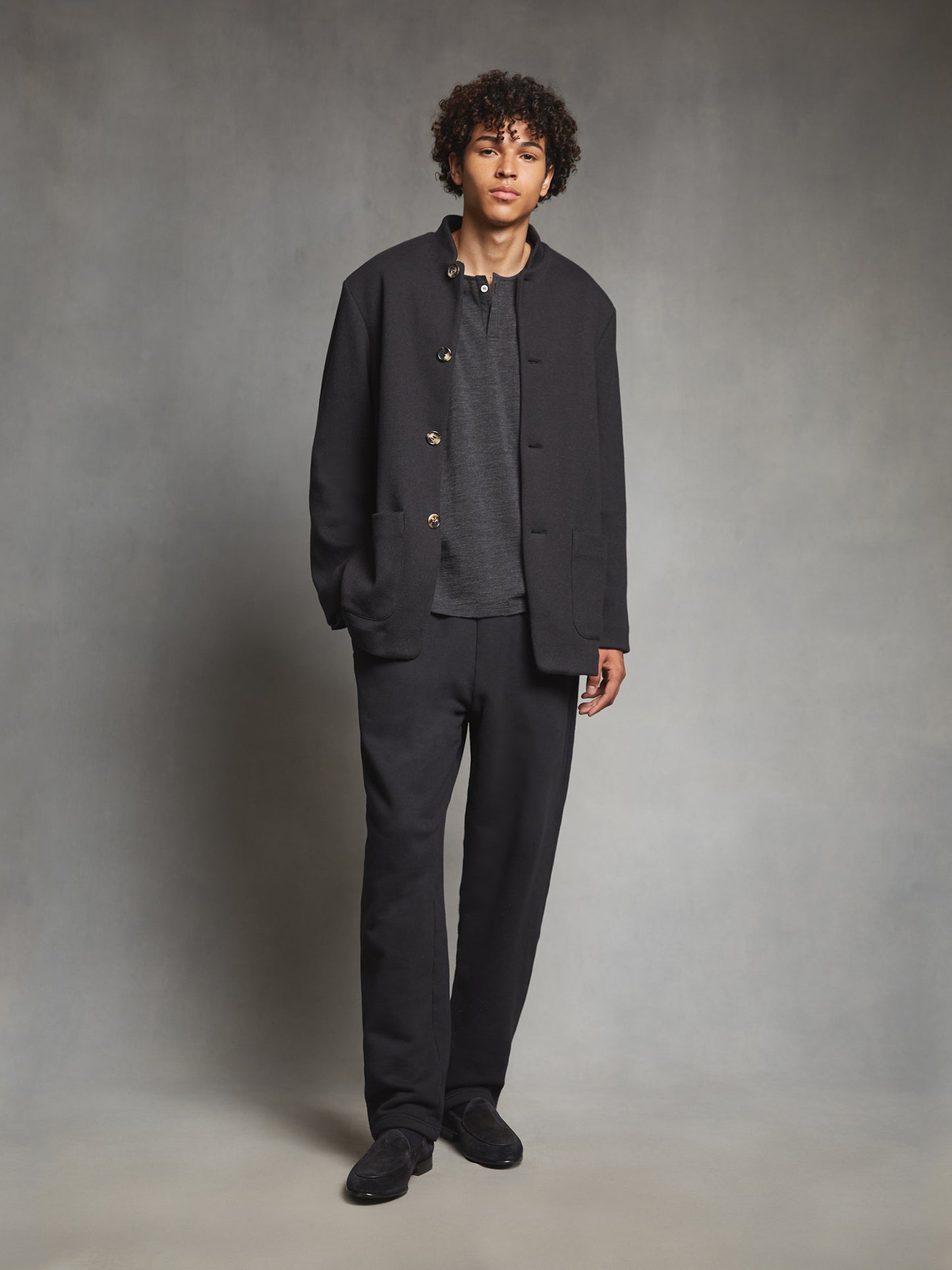 Black Cashmere-Cotton Unstructured Jacket