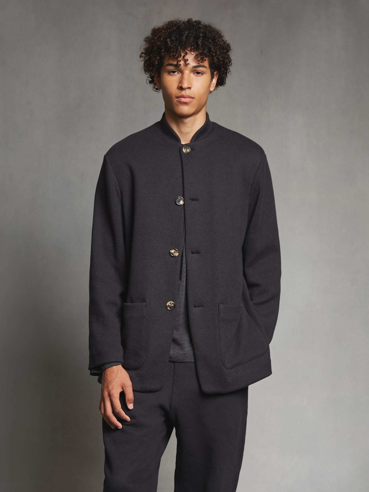 Black Cashmere-Cotton Unstructured Jacket