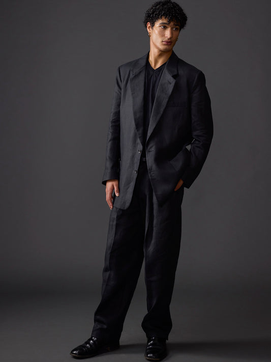 Black Avalon Relaxed Linen Suit