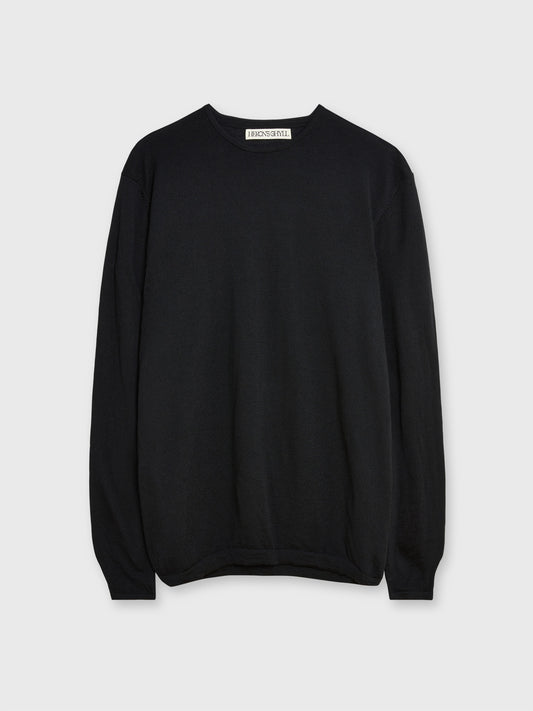 Black 100% Merino Wool Long Sleeve T-Shirt