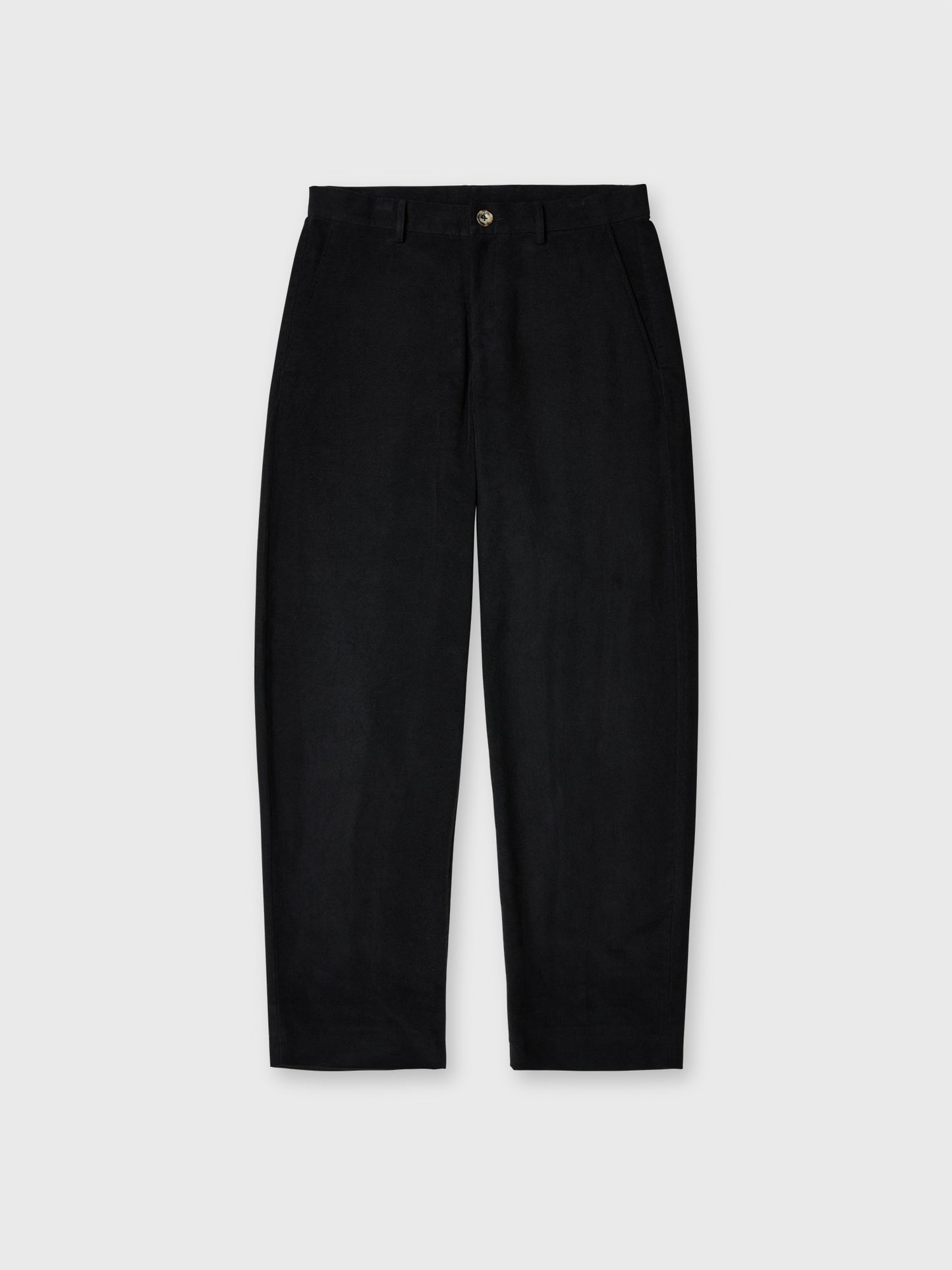 Black Moleskin Barrel Leg Chinos