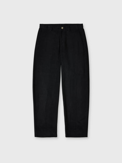 Black Moleskin Barrel Leg Chinos