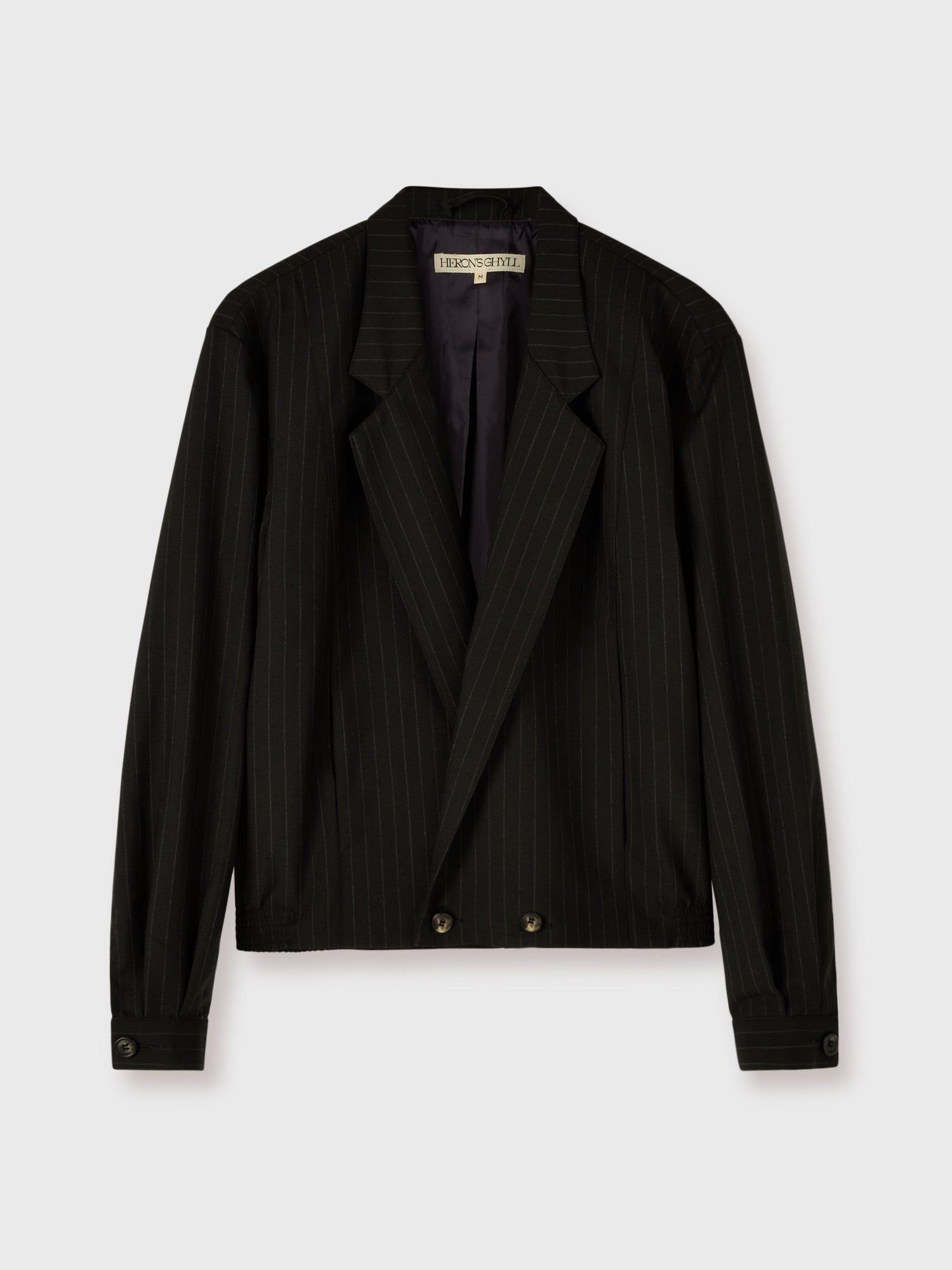 Men's Cropped Blazer in Black with Grey Chalk Stripe – Heron's Ghyll