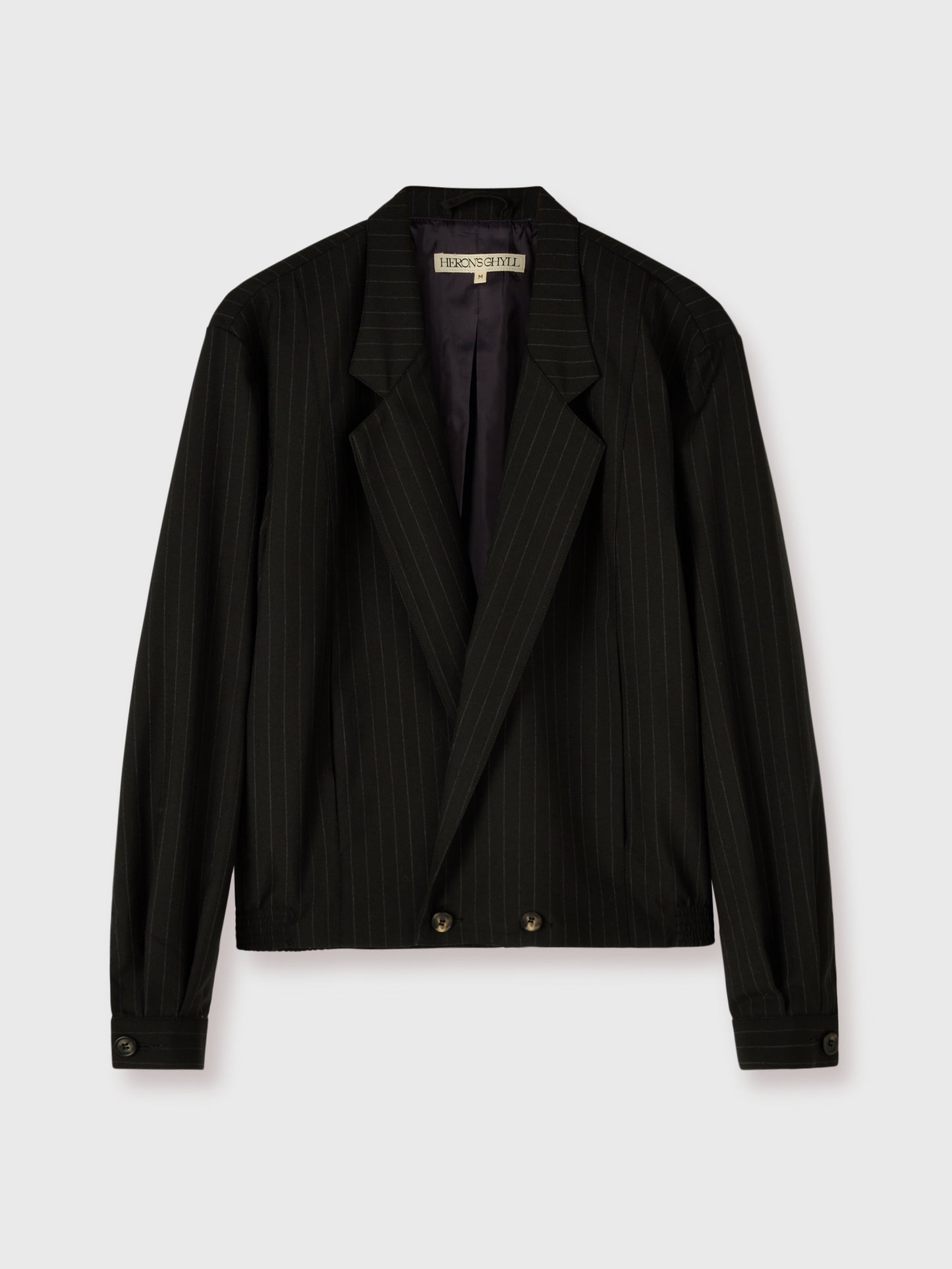 The Rico Jacket in Black with Grey Chalk Stripe