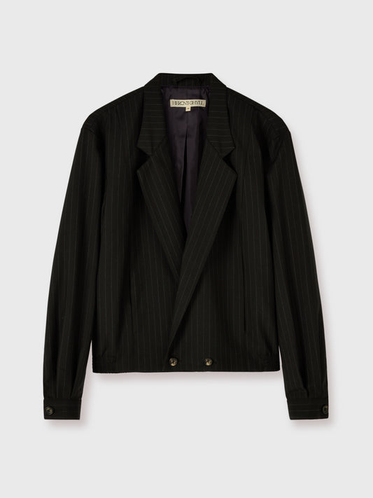 The Rico Jacket in Black with Grey Chalk Stripe