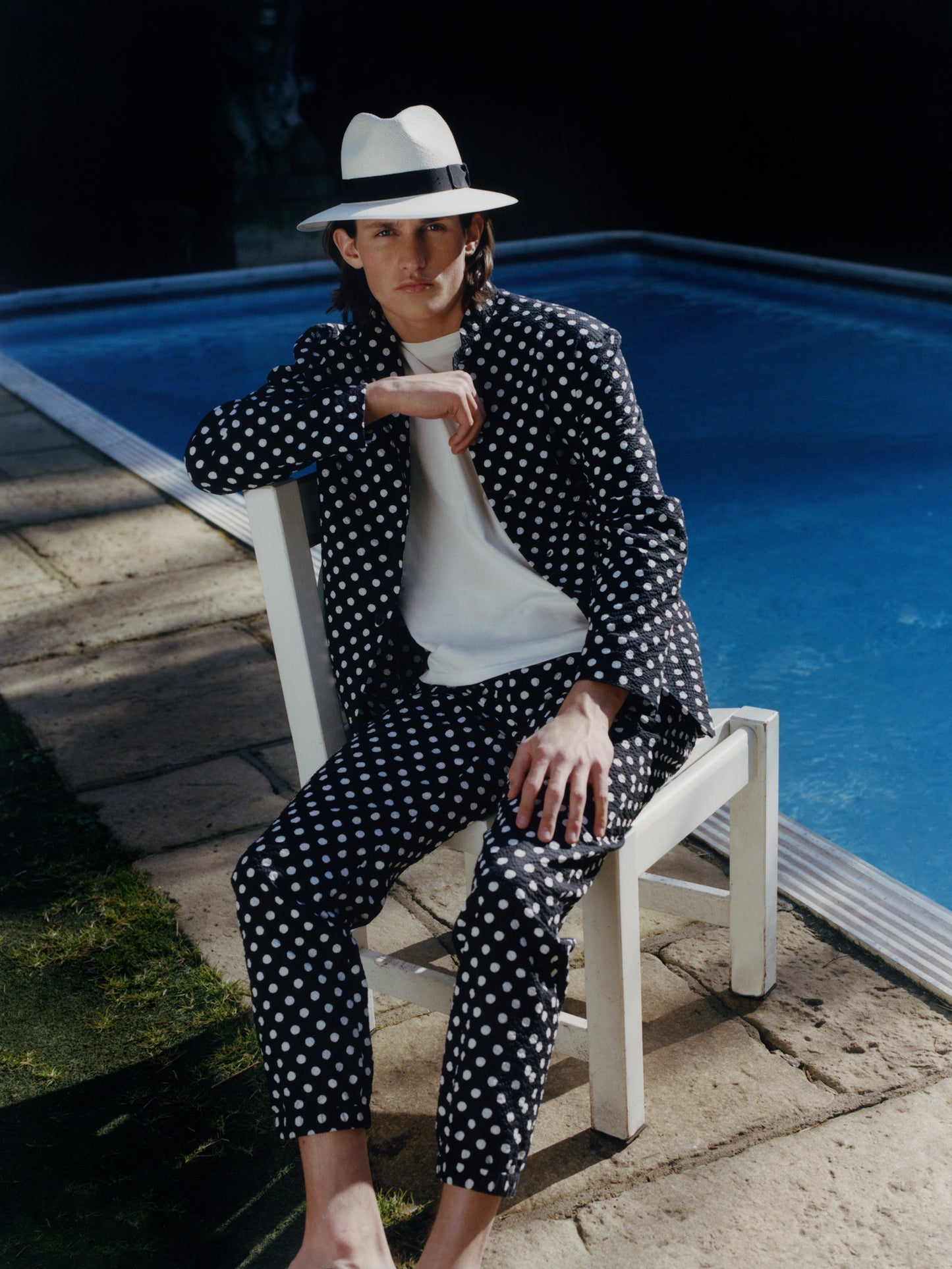 Black Polka Dot Mandarin Suit