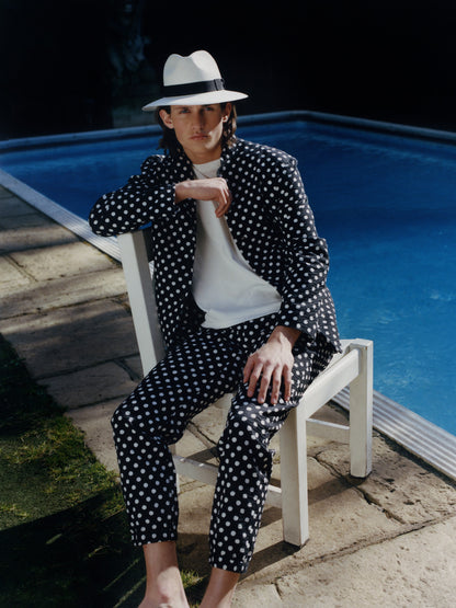 Black Polka Dot Mandarin Suit