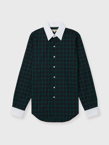 Black Watch Tartan Detachable Collar Shirt