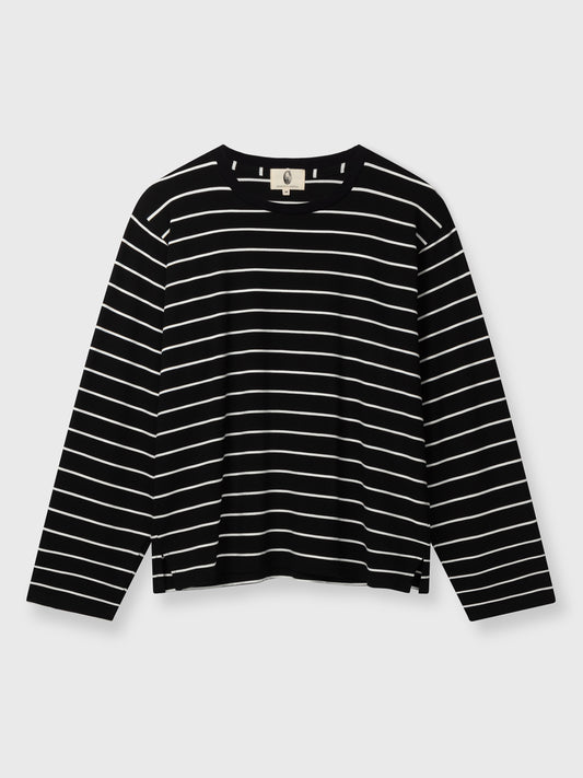 Black and White Striped Long Sleeve T-Shirt