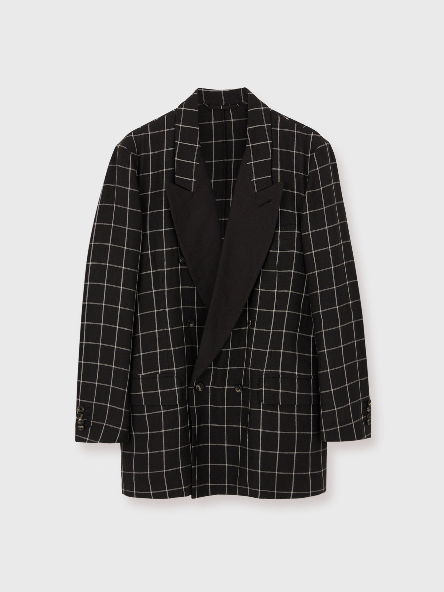 Black Windowpane Avalon Double Breasted Blazer