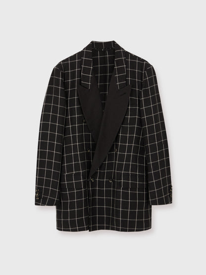 Black Windowpane Avalon Double Breasted Blazer