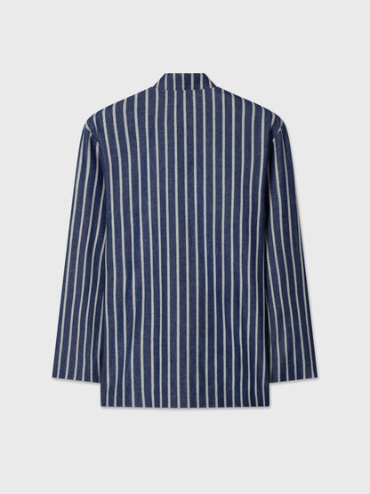 Navy and White Striped Nehru Jacket