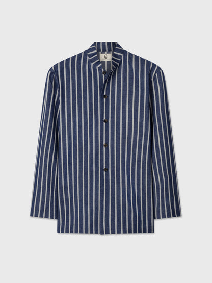 Navy and White Striped Nehru Jacket