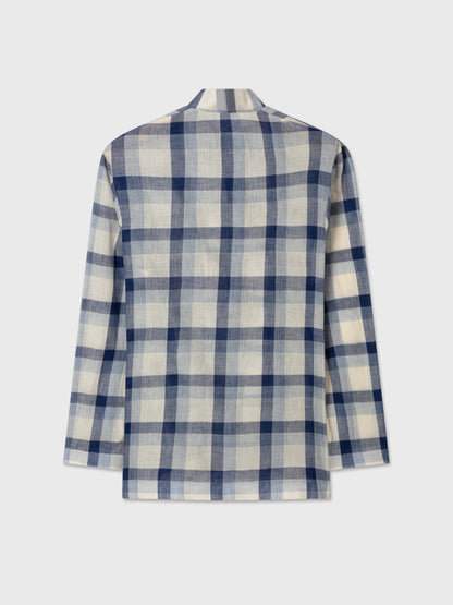 Blue Madras Check Nehru Jacket