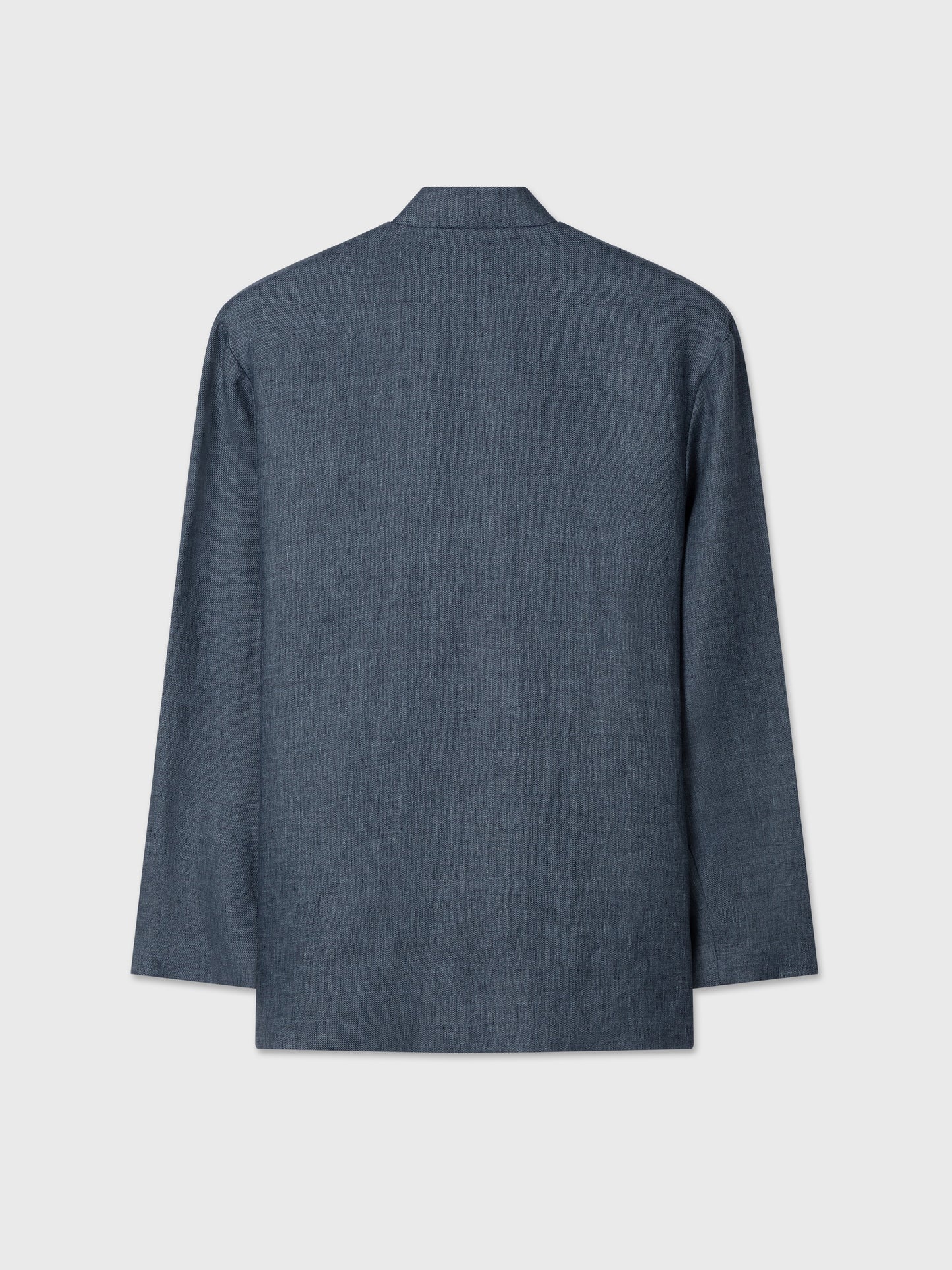 Blue Textured Linen Nehru Jacket