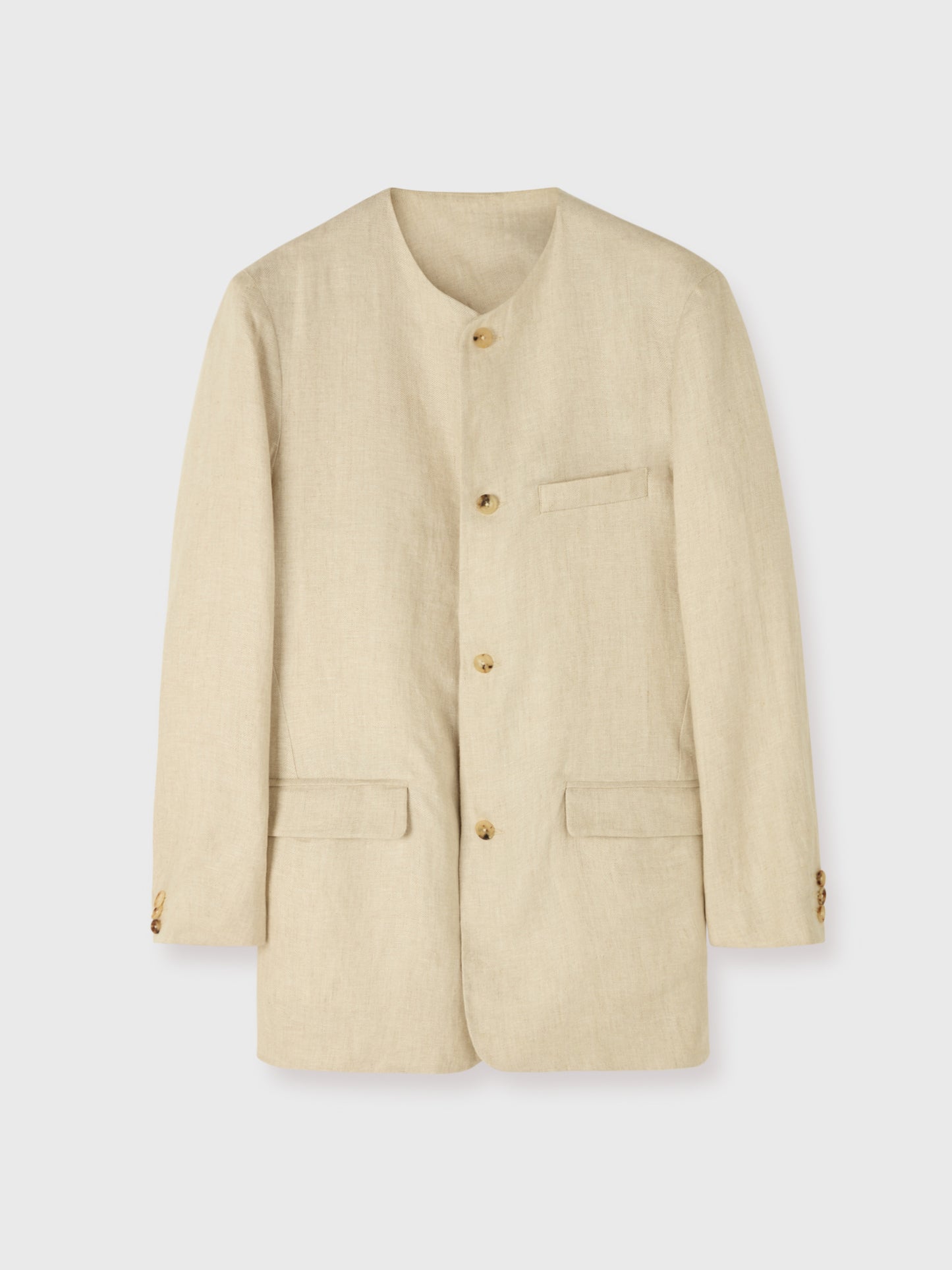 Beige Avalon Linen Collarless Jacket