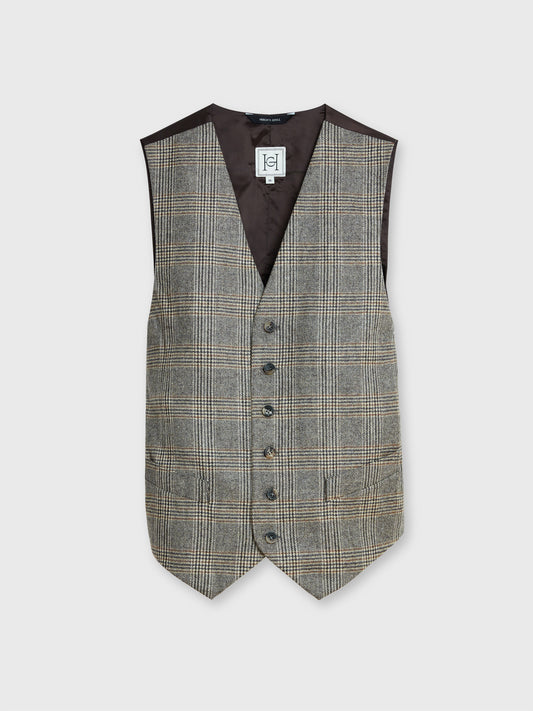 Brown Check Cashmere-Blend Waistcoat