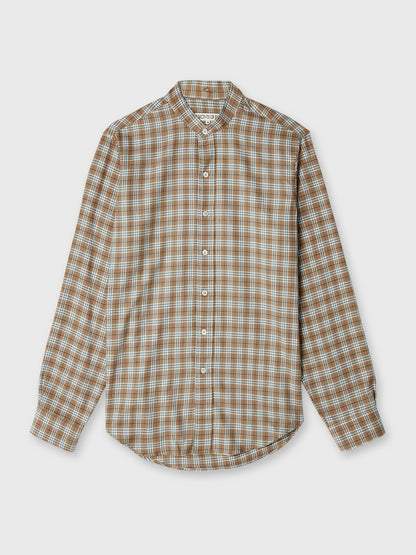 Brown Check Detachable Collar Shirt