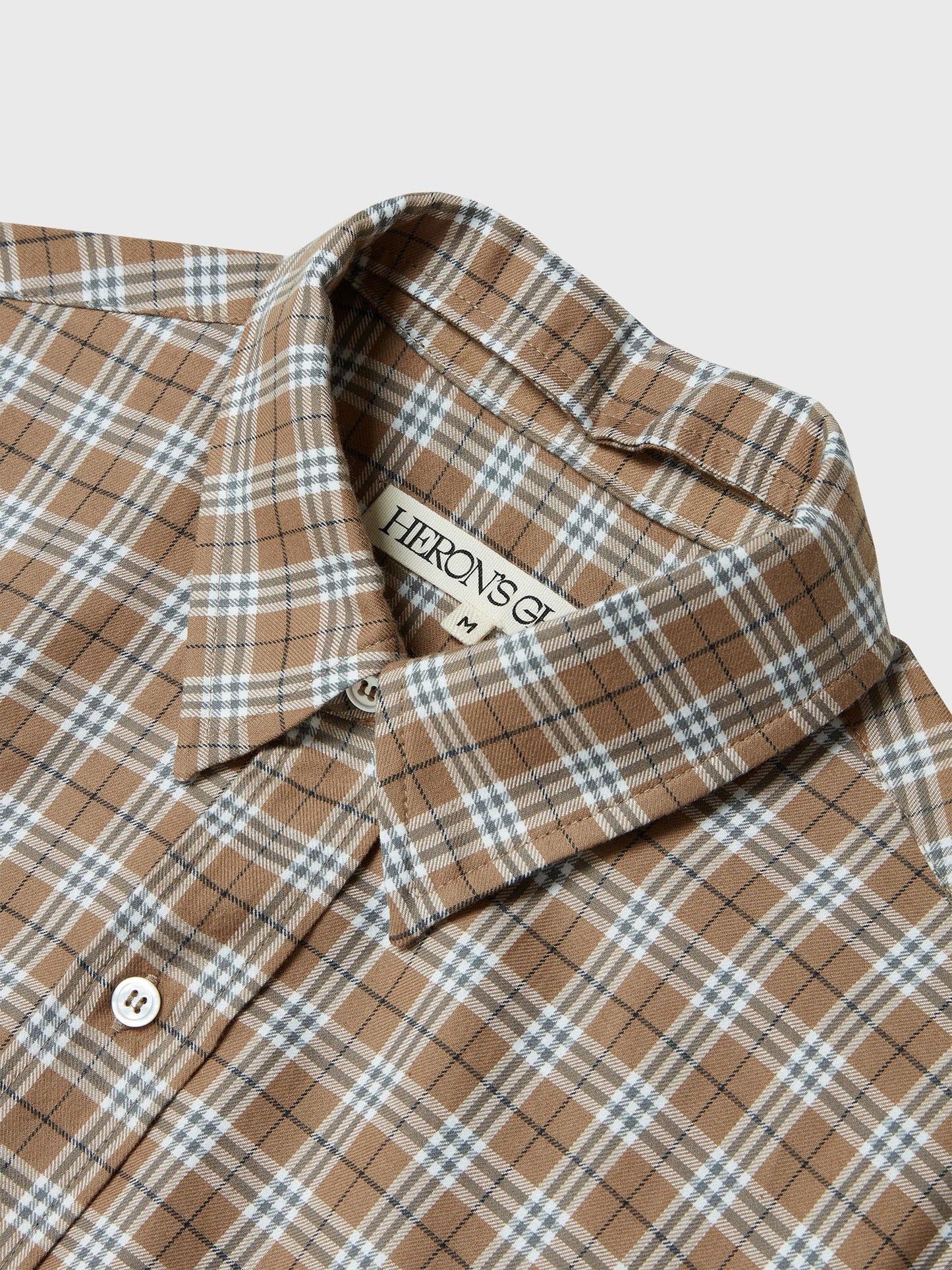 Brown Check Detachable Collar Shirt