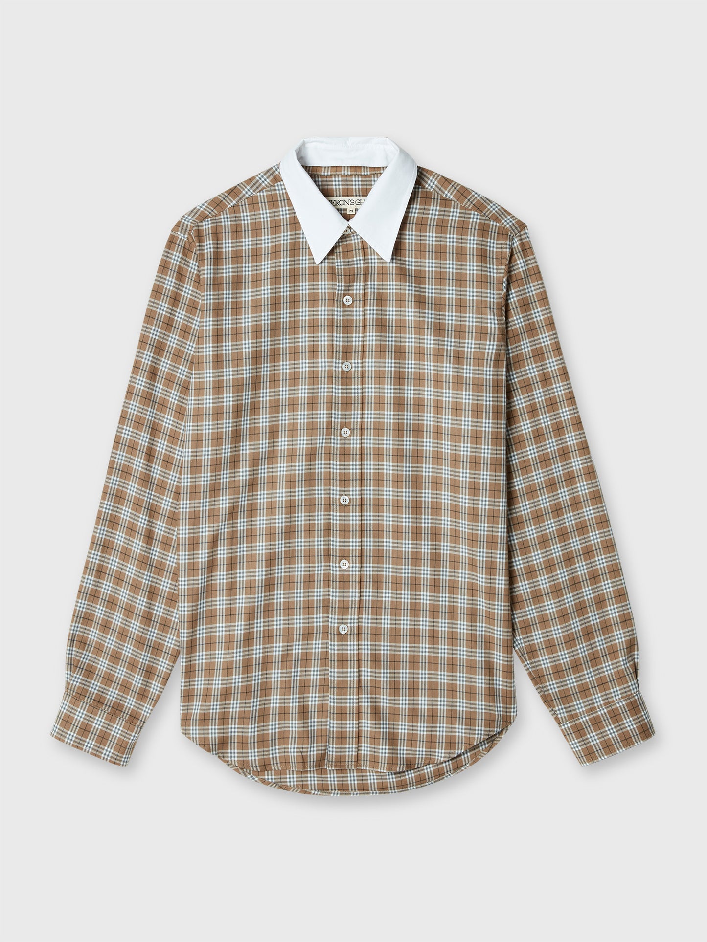 Brown Check Detachable Collar Shirt