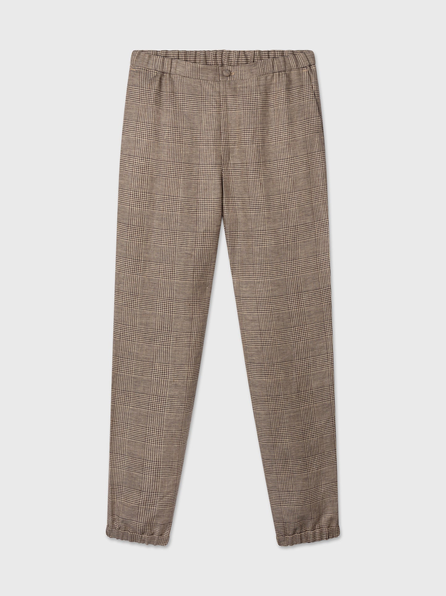 Brown Check Linen Mandarin Suit