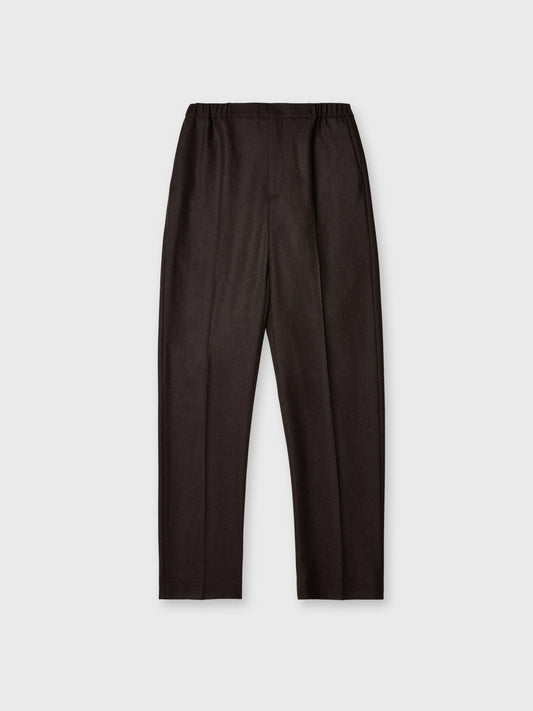 Brown Wool Elastic Waist Trousers