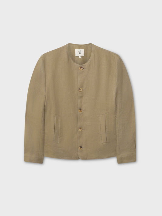 Taupe Brown Farallon Collarless Linen Jacket