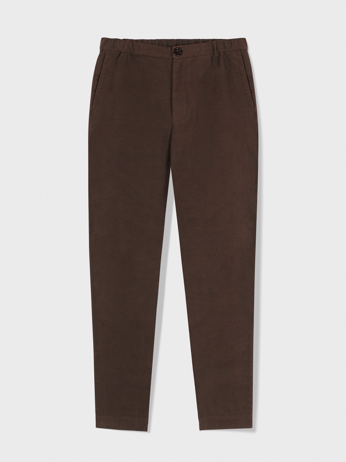 Brown Moleskin Elastic Waist Trousers