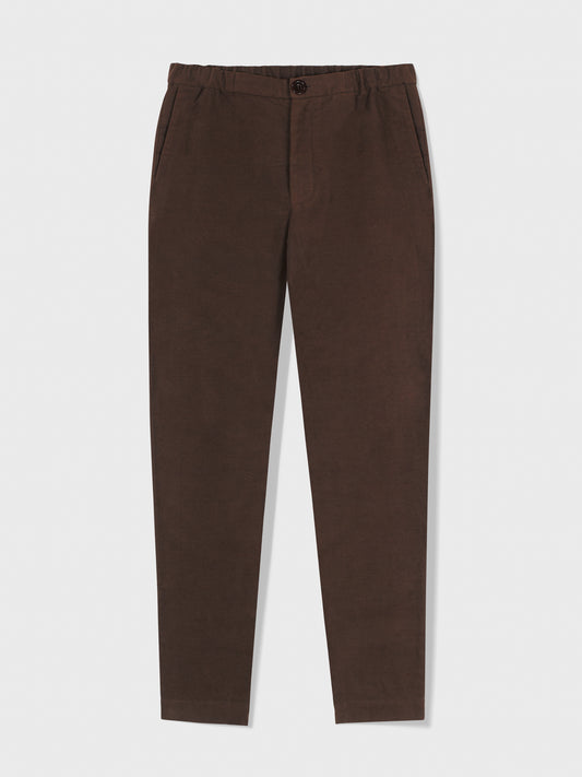 Brown Moleskin Elastic Waist Trousers