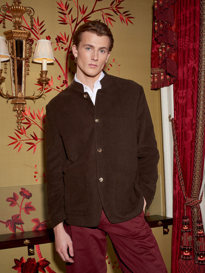 Brown Moleskin Nehru Jacket