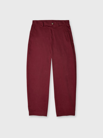 Burgundy Red Cotton Barrel Leg Chinos