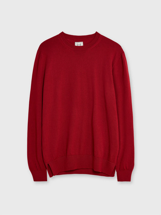 Burgundy Red 100% Merino Wool Crewneck Sweater