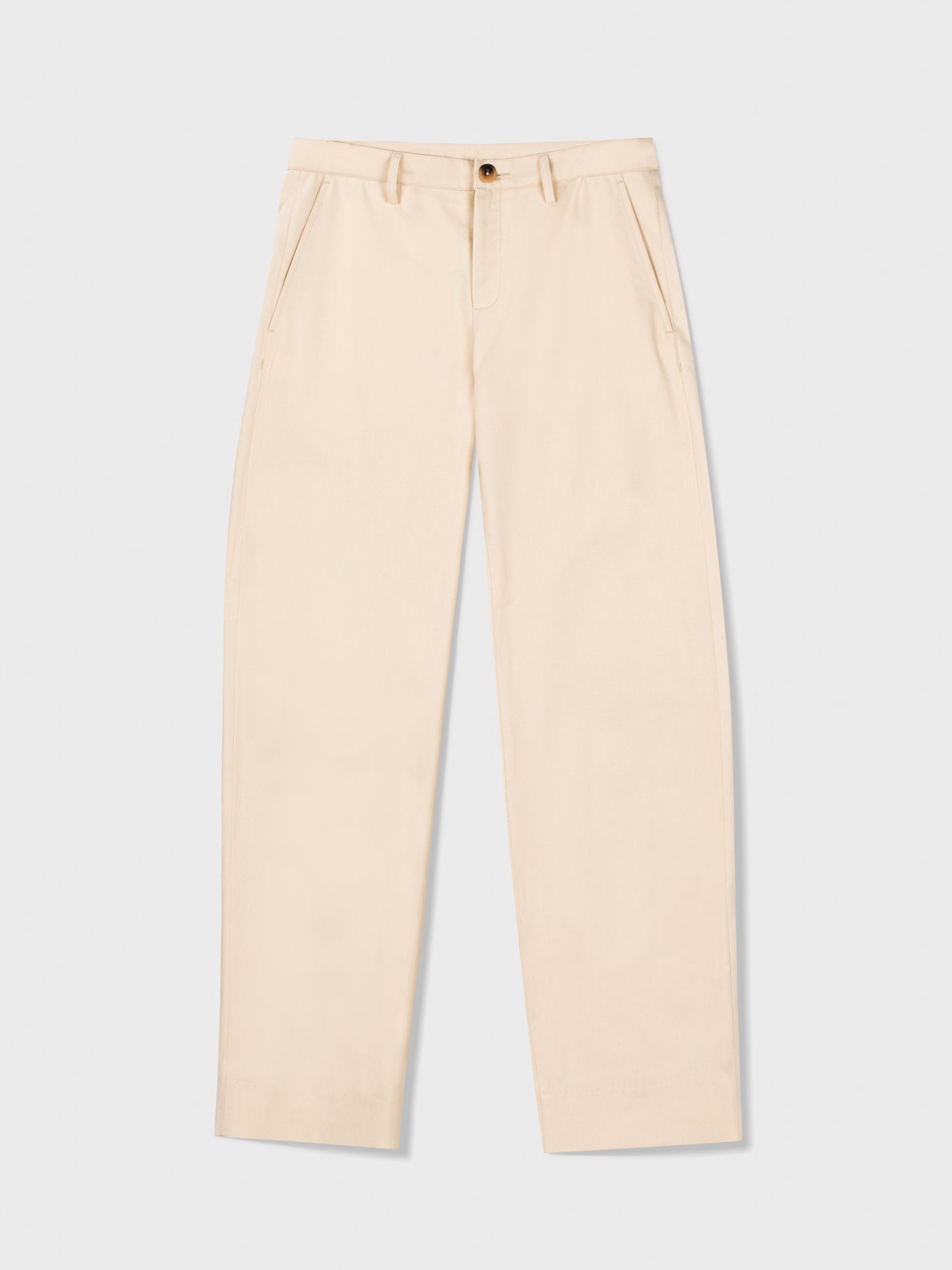 Cream Silk-Denim Barrel Leg Chinos