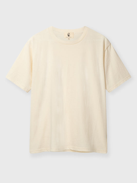 Cream Merino-Blend Boxy T-Shirt