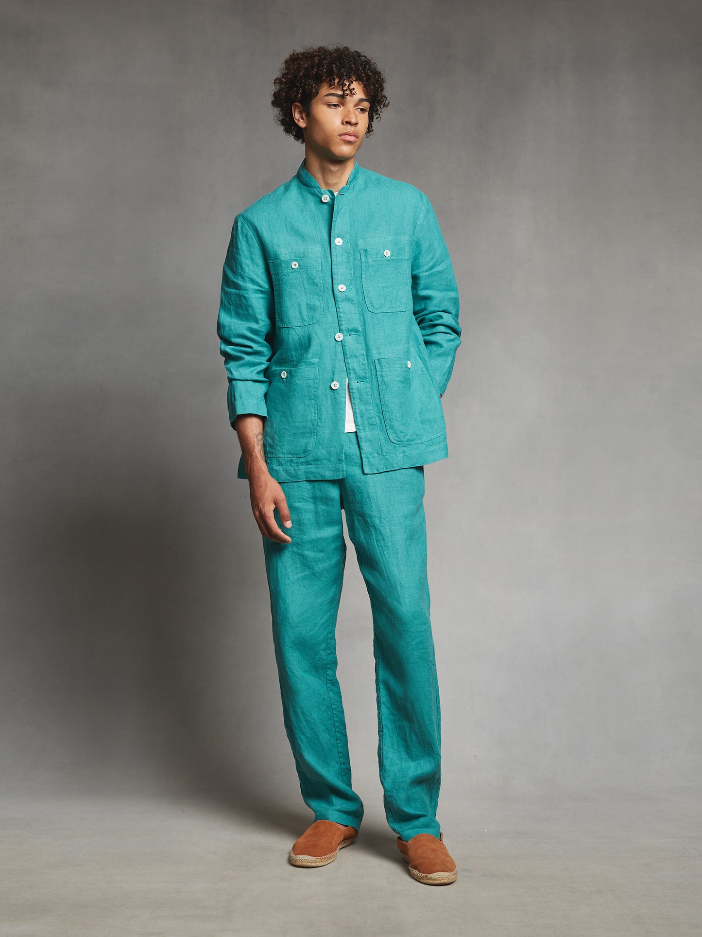 Green Linen Travel Jacket