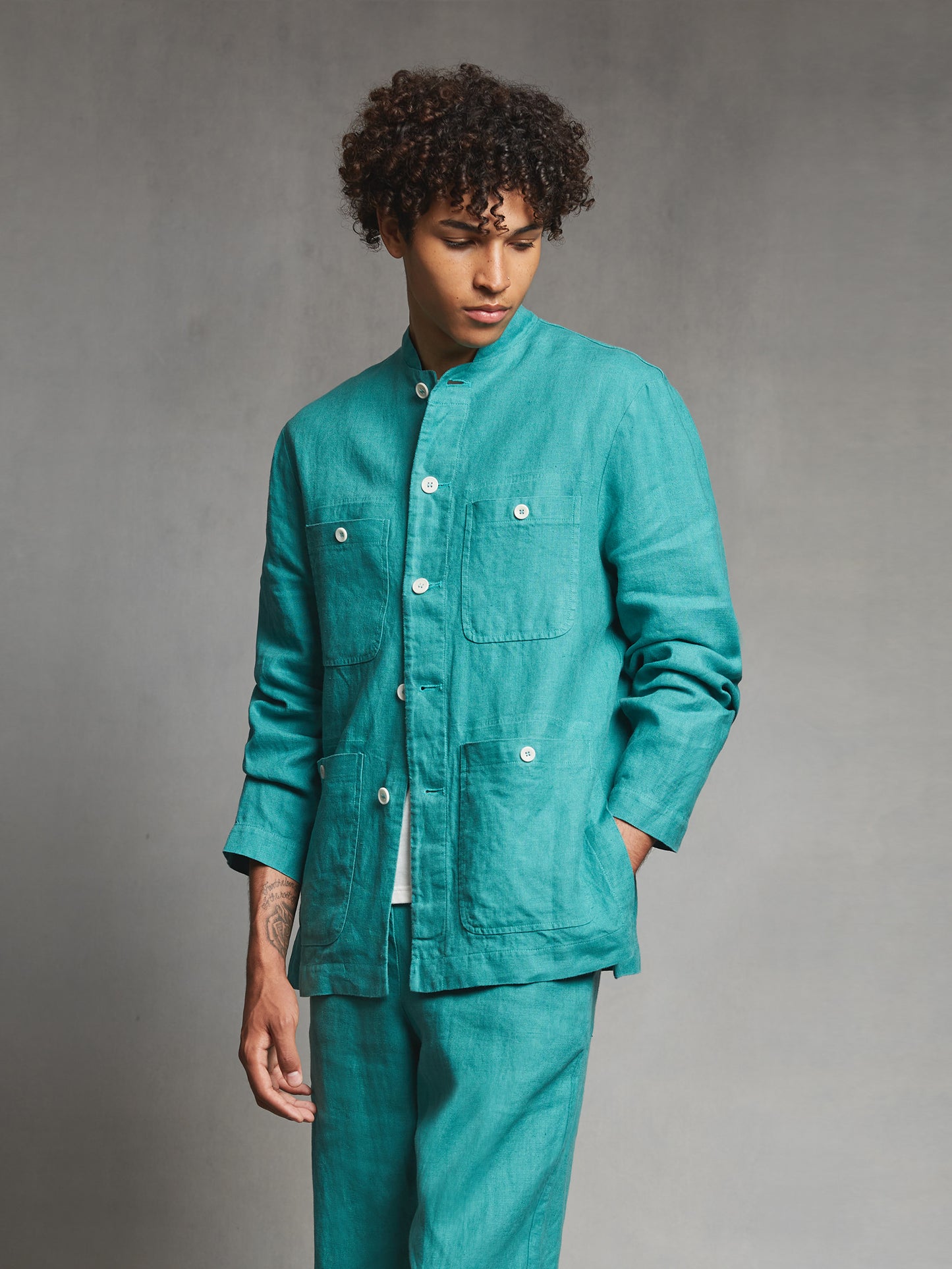 Green Linen Travel Jacket