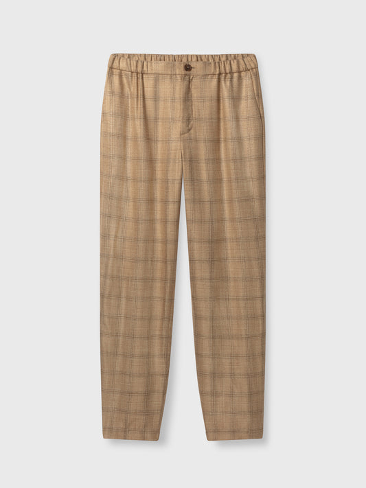 Gold Check Bamboo Elastic Waist Trousers