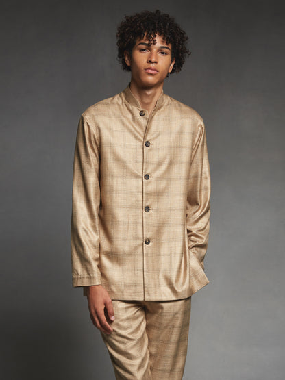 Gold Check Bamboo Mandarin Suit